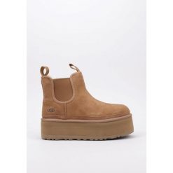 Buty UGG Neumel Platform Brązowe. Brązowe śniegowce damskie Ugg, ze skóry. Za 713.20 zł.