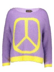 Miss goodlife Sweter w kolorze żółto-fioletowym rozmiar: XL. Różowe swetry klasyczne damskie miss goodlife, xl, z wełny, bez kołnierzyka. Za 140.53 zł.