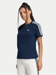 Adidas T-Shirt Lace 3 Stripes LG4264 Granatowy Regular Fit. Niebieskie t-shirty damskie Adidas, xs, bez wzorów, z bawełny, bez kołnierzyka. Za 179.99 zł.