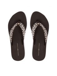 Tommy Hilfiger Japonki Mono Wedge Summer Sandal FW0FW09696 Brązowy. Brązowe klapki damskie Tommy Hilfiger, bez wzorów, z materiału, bez obcasa, bez zapięcia. Za 189.99 zł.