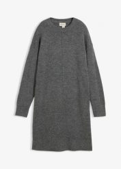 Sukienka dzianinowa. Szare sukienki damskie bonprix, bez wzorów, z dzianiny, bez ramiączek. Za 109.99 zł.