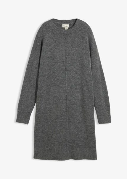 Sukienka dzianinowa. Szare sukienki damskie bonprix, bez wzorów, z dzianiny, bez ramiączek. Za 109.99 zł.
