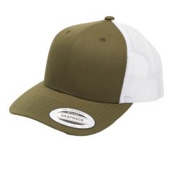 Dwukolorowa Czapka Trucker Retro. Białe czapki damskie FLEXFIT, bez wzorów, z bawełny. Za 54.99 zł.
