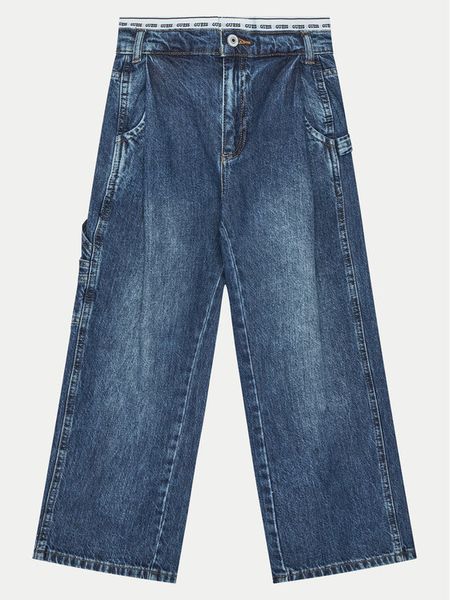 Guess Jeansy J5RA12 D45E0 Niebieski Regular Fit. Niebieskie jeansy dziewczęce Guess, z aplikacjami, z bawełny. Za 159.99 zł.