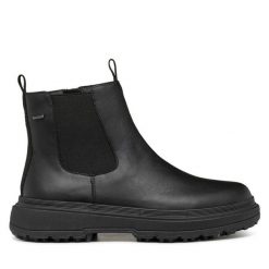 Botki Geox. Czarne botki damskie Geox, bez obcasa, na płaskiej podeszwie, bez zapięcia. Za 399.99 zł.
