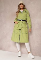 Zielony Płaszcz z Regulacją Długości Aavya. Zielone płaszcze damskie Renee, l, z aplikacjami, bez kaptura. Za 229.99 zł.