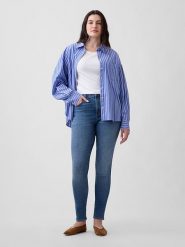 GAP Dżinsy - Skinny fit - w kolorze niebieskim rozmiar: W33. Niebieskie jeansy damskie GAP, z podwyższonym stanem. Za 122.96 zł.