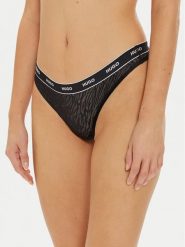 Hugo Stringi 50523843 Czarny. Czarne stringi Hugo, bez wzorów, z syntetyku. Za 49.99 zł.