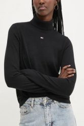 TOMMY JEANS Czarny damski golf. Czarne golfy damskie Tommy Jeans, s, bez wzorów, z jeansu, bez ramiączek. W wyprzedaży za 219.99 zł.