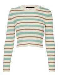 Vero Moda Koszulka "Anita" w kolorze kremowo-błękitnym rozmiar: L. Brązowe bluzki damskie Vero Moda, l, bez wzorów, ze splotem, bez kołnierzyka, bez ramiączek. Za 41.69 zł.