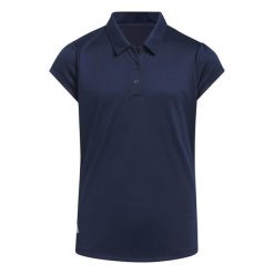 Koszulka Girls' Performance Polo. Niebieskie koszulki damskie Adidas, bez wzorów, z materiału, bez kołnierzyka, bez ramiączek. W wyprzedaży za 103.20 zł.