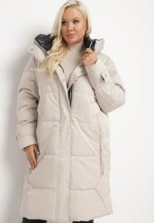 Beżowa Jednorzędowa Kurtka o Długim Fasonie Ocieplana Kailoria. Brązowe kurtki damskie Born2be, na zimę, xl, bez wzorów, z materiału, bez kaptura. Za 369.99 zł.