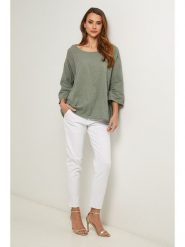Fleur de Lin Bluzka w kolorze zielonym rozmiar: XL. Zielone bluzki damskie Fleur de Lin, xl, bez wzorów, z bawełny, bez kołnierzyka, bez ramiączek. Za 91.99 zł.