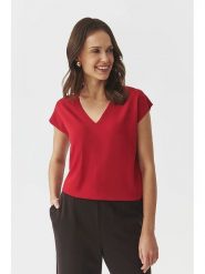 TATUUM Koszulka w kolorze czerwonym rozmiar: M. Czerwone bluzki damskie TATUUM, m, bez wzorów, bez kołnierzyka, bez ramiączek. Za 109.00 zł.