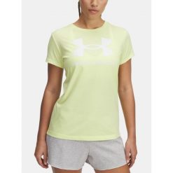 Koszulka Damska T-Shirt Damski Sportowy Under Armour Graphic Rival Logo S. Żółte koszulki sportowe damskie Under Armour, s, bez wzorów, bez ramiączek, na fitness i siłownię. Za 99.99 zł.