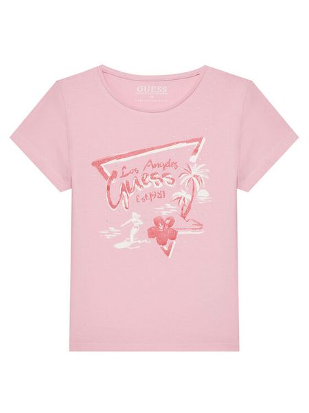Guess T-Shirt J5GI30 K6YW4 Różowy Regular Fit. Czerwone koszulki i t-shirty dziewczęce Guess, z aplikacjami, z bawełny, bez kołnierzyka, bez ramiączek. Za 49.99 zł.