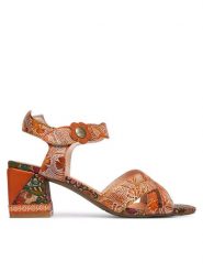 Laura Vita Sandały Jacqueso 03 Brązowy. Brązowe sandały damskie LAURA VITA, bez wzorów, ze skóry, bez obcasa, na słupku, bez zapięcia. Za 389.99 zł.