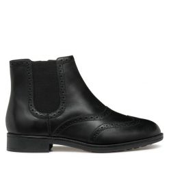Botki Geox. Czarne botki damskie Geox, bez obcasa, na płaskiej podeszwie, bez zapięcia. Za 439.99 zł.