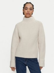 Calvin Klein Golf K20K207439 Écru Regular Fit. Golfy damskie Calvin Klein, s, bez wzorów, z wełny, bez ramiączek. Za 769.99 zł.