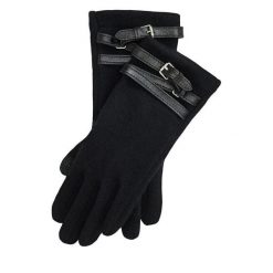 Rękawiczki Damskie LAUREN RALPH LAUREN. Czarne rękawiczki damskie Lauren Ralph Lauren, bez wzorów, z dzianiny. Za 594.99 zł.