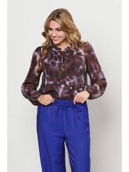 &Co Woman Bluzka "Andrea" w kolorze brązowo-fioletowym rozmiar: S. Brązowe bluzki damskie &Co Woman, s, bez wzorów, z wiskozy, bez kołnierzyka, bez ramiączek. Za 160.96 zł.