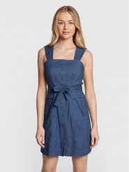 DKNY Sukienka codzienna DD2E3882 Niebieski Regular Fit. Niebieskie sukienki damskie DKNY, bez wzorów, z bawełny, bez ramiączek. Za 489.99 zł.