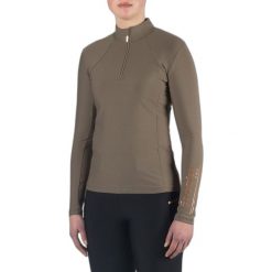 Damska techniczna koszulka polo do jazdy konnej z długim rękawem HORKA Luxury EP. Brązowe bluzki damskie HORKA, bez wzorów, z materiału, sportowe, bez kołnierzyka, bez ramiączek. Za 276.00 zł.