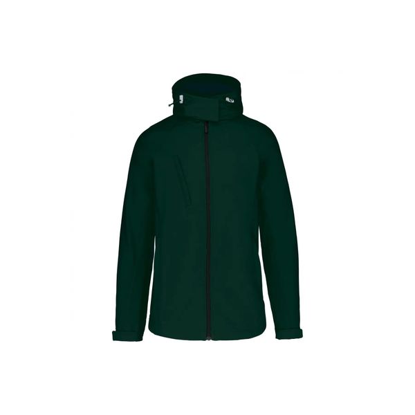 Kurtka damska z kapturem Kariban Softshell. Zielone kurtki damskie KARIBAN, l, bez wzorów, z elastanu, z kapturem. Za 270.50 zł.
