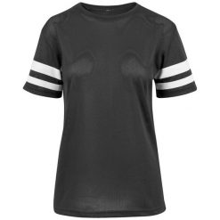 Koszulka Damska Z Siateczki W Paski. Czarne bluzki damskie BUILD YOUR BRAND, l, bez wzorów, bez kołnierzyka, bez ramiączek. Za 65.99 zł.