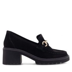Półbuty Lasocki. Czarne czółenka damskie Lasocki, bez wzorów, bez obcasa, na obcasie. Za 229.99 zł.