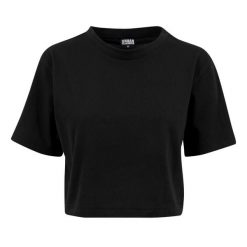 Krótka Koszulka Damska Oversize Crop. Czarne koszulki damskie Urban Classics, xl, bez wzorów, bez kołnierzyka, bez ramiączek. Za 54.99 zł.
