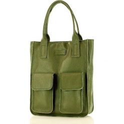 Shopper bag skórzany MARCO MAZZINI zielony militarny s131r. Zielone shopper bag bez wzorów, ze skóry, na ramię, duże, bez dodatków. Za 322.05 zł.