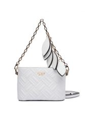 Guess Torebka Sally Mini HWQG99 21770 Biały. Białe listonoszki damskie Guess, z aplikacjami, ze skóry, bez dodatków. Za 549.99 zł.