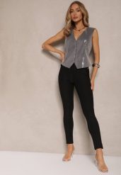 Czarne Spodnie Skinny High Waist z Gumką w Talii Ivelbia. Czarne rurki damskie Renee, bez wzorów, z jeansu, z podwyższonym stanem. Za 44.99 zł.