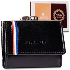 Portfel skórzany Peterson [D] PTN RD-25-GCL czarny. Czarne portfele damskie Peterson, bez wzorów. Za 54.00 zł.