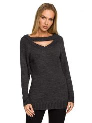 Made of emotion Sweter w kolorze antracytowym rozmiar: L/XL. Czarne swetry klasyczne damskie Made Of Emotion, l, bez kołnierzyka. Za 149.45 zł.