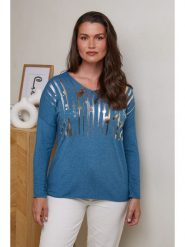 Curvy Lady Sweter w kolorze niebieskim rozmiar: 48/50. Niebieskie swetry klasyczne damskie Curvy Lady, z bawełny, bez kołnierzyka. Za 123.82 zł.