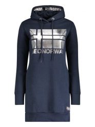 Geographical Norway Sukienka dresowa w kolorze granatowym rozmiar: S. Niebieskie sukienki damskie Geographical Norway, bez wzorów, z dresówki, bez ramiączek. Za 101.23 zł.