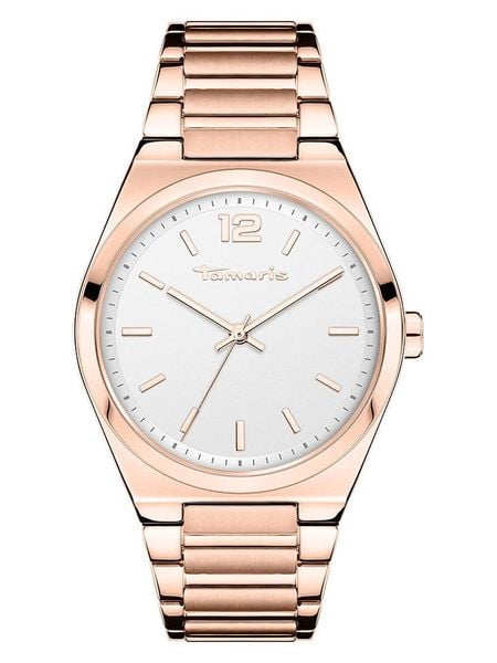 Tamaris Zegarek kwarcowy w kolorze różowozłoto-białym rozmiar: onesize. Białe, analogowe zegarki damskie Tamaris, metalowe. Za 173.99 zł.
