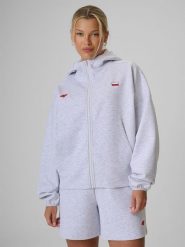 4F Bluza dresowa regular z kapturem damska - szara L. Szare bluzy damskie 4F, l, bez wzorów, z dresówki. Za 199.99 zł.