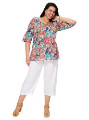 Aller Simplement Bluzka ze wzorem rozmiar: 50/52. Bluzki damskie Aller Simplement, bez wzorów, z bawełny, klasyczne, bez kołnierzyka, bez ramiączek. Za 96.83 zł.