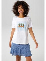 Aniston Koszulka w kolorze białym rozmiar: 44. Białe bluzki damskie Aniston, bez wzorów, z bawełny, bez kołnierzyka, bez ramiączek. Za 39.99 zł.