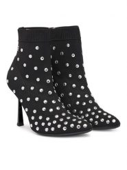 KARL LAGERFELD Botki Pandara KL31367 Czarny. Czarne botki damskie KARL LAGERFELD, z materiału, bez obcasa, na szpilce, bez zapięcia. Za 819.99 zł.