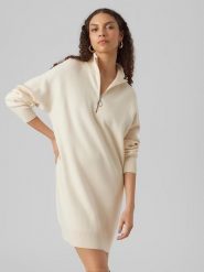 Vero Moda Sukienka w kolorze kremowym rozmiar: M. Brązowe sukienki damskie Vero Moda, bez wzorów, bez ramiączek. Za 96.83 zł.