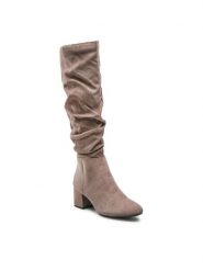 Jenny Fairy Kozaki LS5279-09 Brązowy. Brązowe kozaki damskie Jenny Fairy, z materiału, bez obcasa, na słupku, bez zapięcia. Za 199.99 zł.