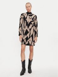 Vero Moda Sukienka dzianinowa Gold New Art 10311362 Beżowy Loose Fit. Brązowe sukienki damskie Vero Moda, bez wzorów, z dzianiny, bez ramiączek. Za 109.99 zł.