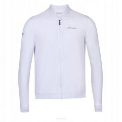 Bluza tenisowa juniorska Babolat Play Jacket. Białe bluzy damskie BABOLAT, bez wzorów, z dresówki, bez kaptura. Za 155.99 zł.