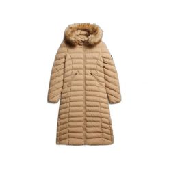 Damska długa kurtka Superdry Fuji. Brązowe kurtki damskie Superdry, na zimę, bez wzorów, z puchu, bez kaptura. Za 736.90 zł.