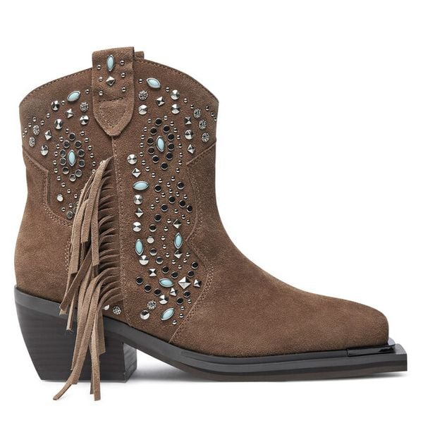 Kowbojki Alma En Pena. Brązowe botki damskie Alma En Pena, bez obcasa, na płaskiej podeszwie, bez zapięcia. Za 639.99 zł.