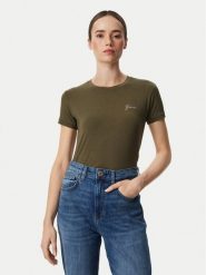 Guess T-Shirt W6YI12 K3751 Khaki Regular Fit. Brązowe t-shirty damskie Guess, m, z aplikacjami, bez kołnierzyka. Za 174.99 zł.
